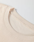 Solid Textured Knit Pullover and Shorts Set