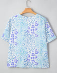 Plus Size Leopard 3/4 Sleeve V-Neck Top