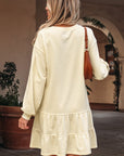 Solid Tiered Ruffle Hem Long Sleeve Dress