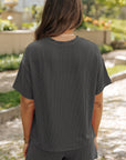 Solid Corded Short Sleeve Tee and Shorts Set
