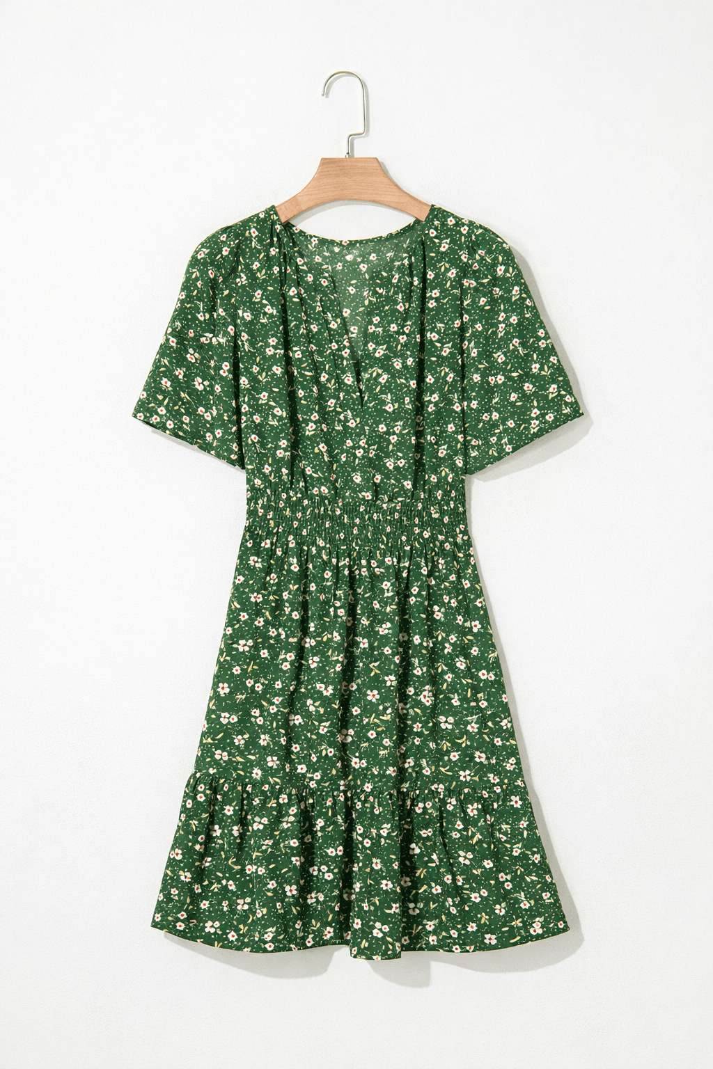 Floral Wrap V-Neck Short Sleeve Mini Dress