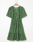 Floral Wrap V-Neck Short Sleeve Mini Dress