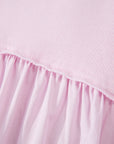 Colorblock Raw Seam Buttoned Polo Collar Dress