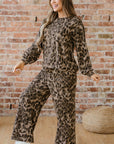 Leopard Patchwork Pullover and Drawstring Pant Set