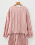Cable Knit V-Neck Cardigan and Shorts Set