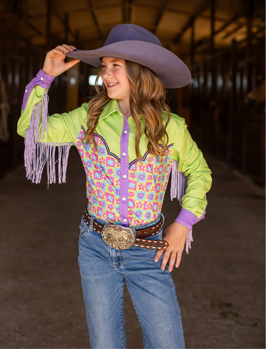 *YOUTH* DAISY DAYS PERFORMANCE RODEO SHIRT