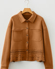 Solid Faux Suede Hollowed Jacket