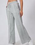 Solid Seam Drawstring Wide Leg Sweatpants