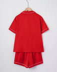 Ribbon Bow Top & Short Silky Pajama Set
