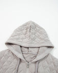 Plus Size Solid Quilted Quarter Zip Hoodie