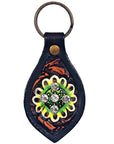Hand Tooled Leather Key Chain Ring Handcraft Handmade Hilason