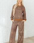 Leopard Bow Embroidered Pullover and Pants Set