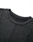 Solid Ribbed Knit Buttoned Long Sleeve Top