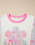 Floral Colorblock Patchwork Short Sleeve Top