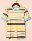 Stripe Short Sleeve Crew Neck T-Shirt