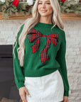 Monamara Bow Graphic Christmas Sweater