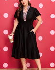 Plus Size Leopard Ruffle V-Neck Smocked Waist Dress