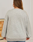 Plus Size Bow Tie Embroidered Drop Shoulder Sweatshirt