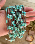 16.5” Sky Blue Lone Mountain Turquoise Nugget Necklace – 3mm Sterling Silver Pearls