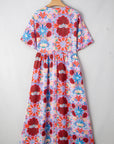 Floral Tied Front High Waist Short Sleeve Dress