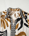 Tropical Contrast Trim Ruffle Hem Dress