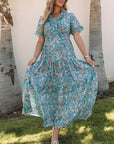 Aila Boho Holiday Ruffle Tiered Maxi Dress