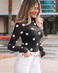 Polka Dot Mesh Long Sleeve Bodysuit