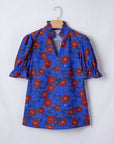 Floral Ruffle Frilled V-Neck Balloon Sleeve Blouse