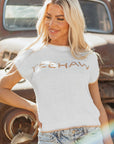 YEEHAW Stitch Edge Crew Neck Sweater Top