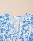 Floral V-Neck Puff Sleeve Flowy Maxi Dress