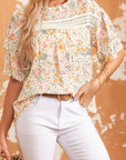 Karsyn Floral Print Wide Ruffle Sleeves Blouse