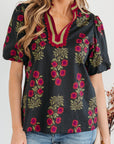 Zoe Contrast Slit Neckline Blouse