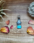 2 stone Pendant - Golden Hill turquoise, White Buffalo & Sterling Silver - option 3