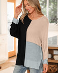 Colorblock Knit V-Neck Sweater