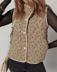 Floral Quilted Button Front Vest