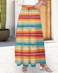 Baha Ranch Colores De Mexico Southwest Serape Tiered Prairie Maxi Skirt