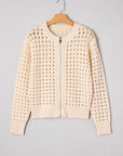 Hollowed Knit Zip Up Sweater Cardigan