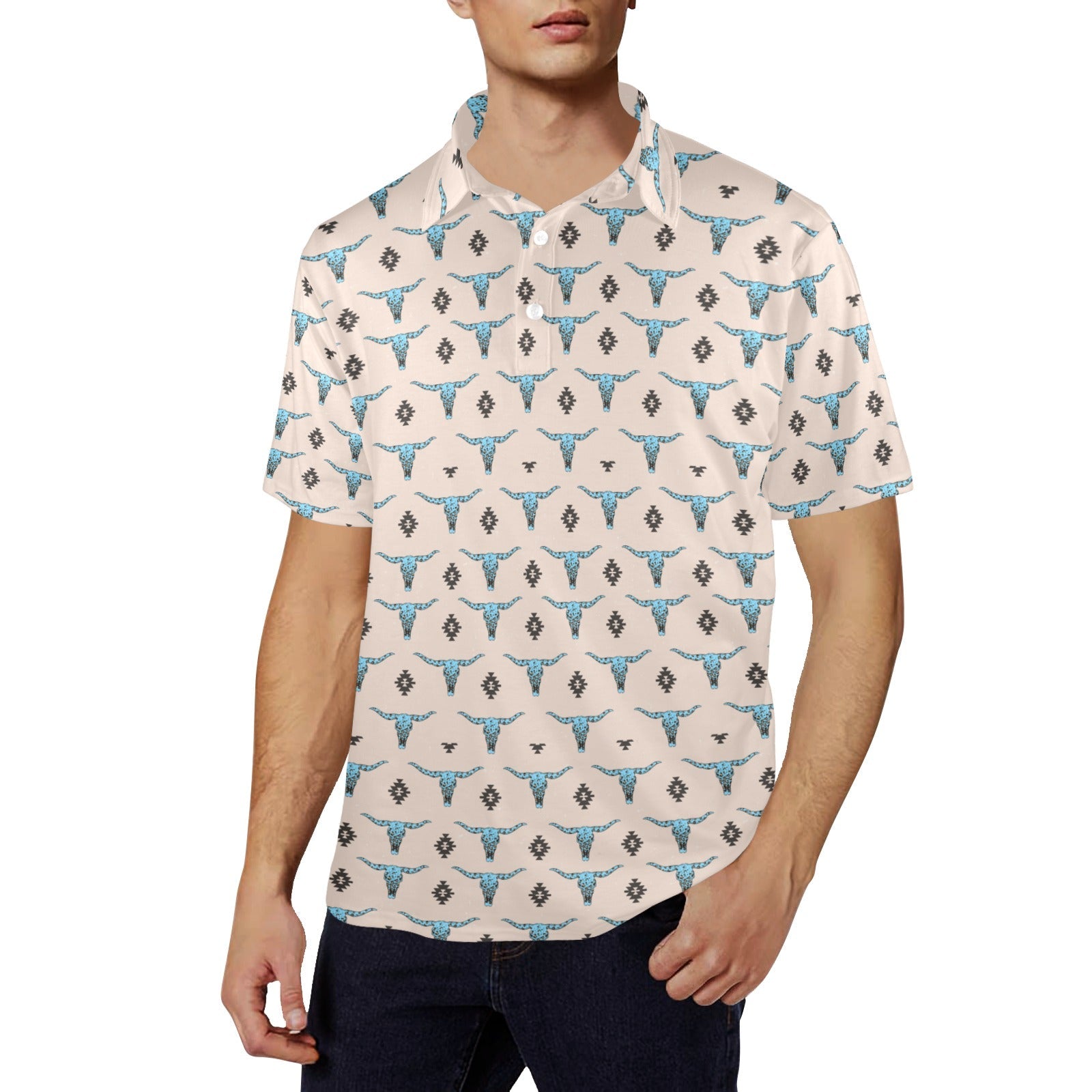 Turquoise Longhorn Polo Style Shirt