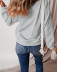 Solid Fleece Lined Drop Shoulder Terry Sweatshirt