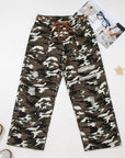Camo Splatter Distressed Tie Waist Denim Pants