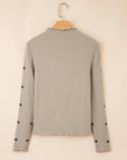 Floral Ribbed Embroidered Long Sleeve Top