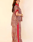 Leopard Contrast Trim Top and Pant Set