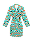 Aztec Turquoise Orange Women's Belted Satin Feel Dressing Lounge Robe