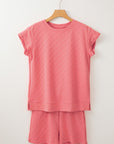 Checker Textured Tee and Drawstring Shorts