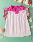 Maci Ruffled Sleeve Frill V Neck Blouse