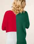 Colorblock Knit V-Neck Sweater