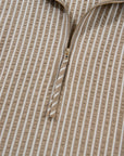 Plus Size Stripe Zip-Up Collared Mini Dress