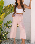 Gabriella Mineral Washed Terry Knit Cropped Wide Leg Pants