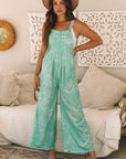 Abstract Bib Wide Leg Overall Jumpsuit