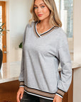 Harlee Contrast Striped Trim Sweatshirt